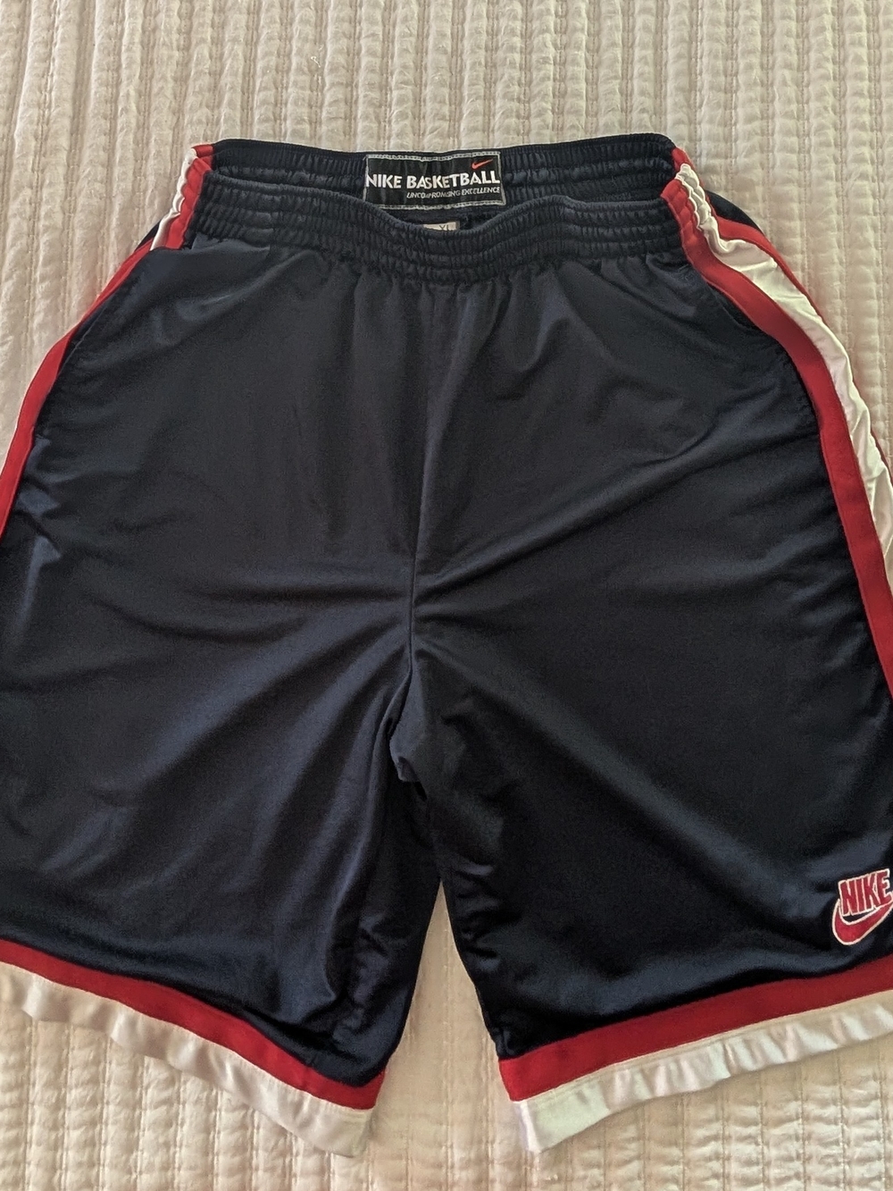 Nike Men’s Black Athletic Shorts with Red & White Trim